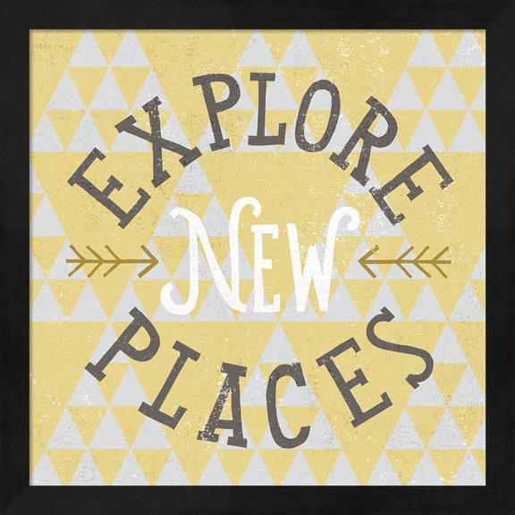 Mod Triangles Explore New Places Retro by Michael Mullan, Framed Wall Art, 13.25W x 13.25H