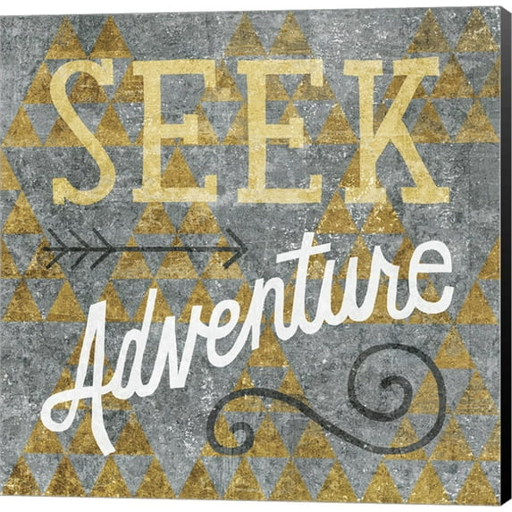 Mod Triangles Seek Adventure Gold by Michael Mullan, Canvas Wall Art