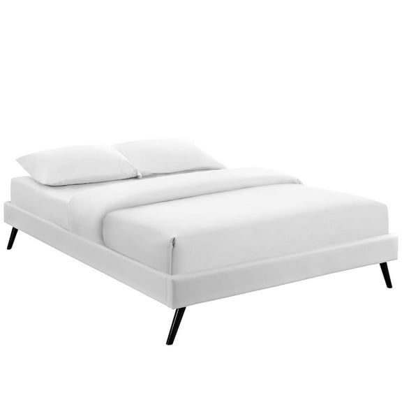 Mod Uptown Mid-Century Upholstered Platform Bed, Full, White