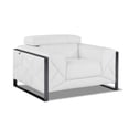 thumbnail image 1 of Mod Winter White Leather & Chrome Deco Accent Chair, 1 of 1