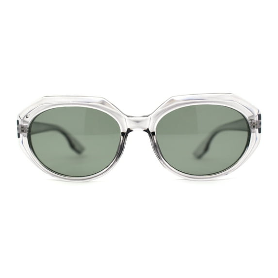 Mod Womens Beveled Geometric Round Oval Sunglasses Slate Green