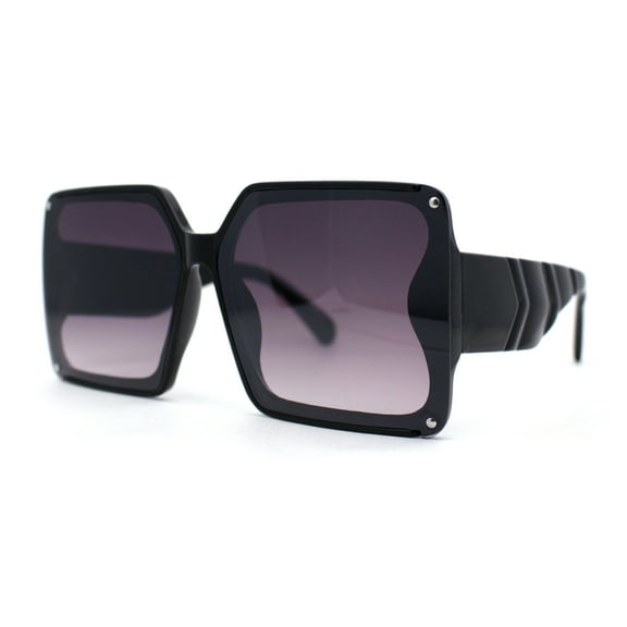 Mod Womens Exposed Lens Rectangle Butterfly Fashion Sunglasses Black Smoke