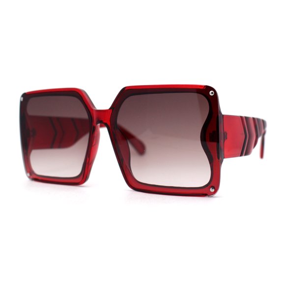 Mod Womens Exposed Lens Rectangle Butterfly Fashion Sunglasses Red Smoke
