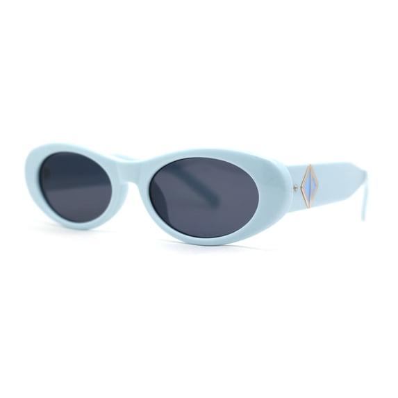 Mod Womens Narrow Oval Thick Plastic Fashion Sunglasses Blue Black