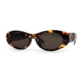 thumbnail image 1 of Mod Womens Narrow Oval Thick Plastic Fashion Sunglasses Tortoise Brown, 1 of 4