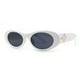 thumbnail image 1 of Mod Womens Narrow Oval Thick Plastic Fashion Sunglasses White Black, 1 of 4