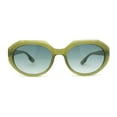 thumbnail image 1 of Mod Womens Oval Dimensional Beveled Plastic Sunglasses Green Blue, 1 of 4