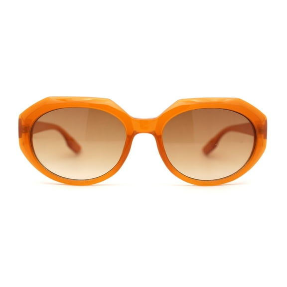 Mod Womens Oval Dimensional Beveled Plastic Sunglasses Orange Brown