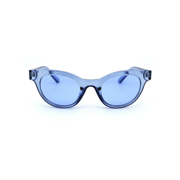 Mod Womens Thick Plastic Oval Hippie Horn Rim Sunglasses Blue