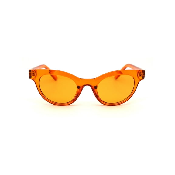 Mod Womens Thick Plastic Oval Hippie Horn Rim Sunglasses Orange