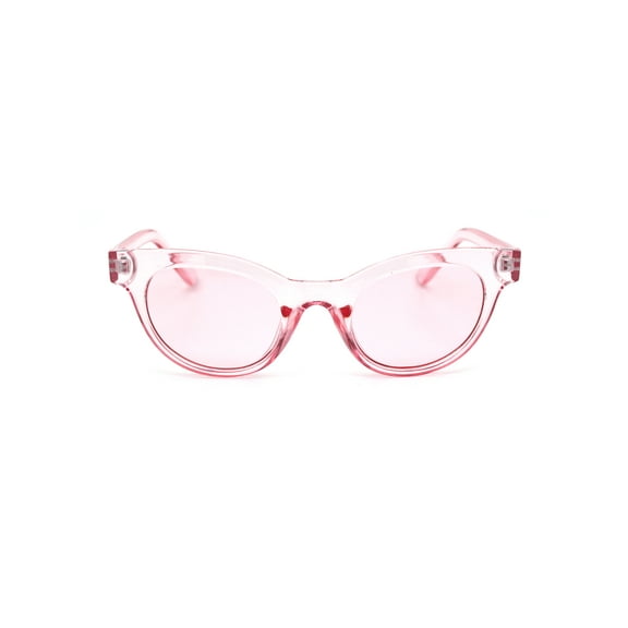 Mod Womens Thick Plastic Oval Hippie Horn Rim Sunglasses Pink