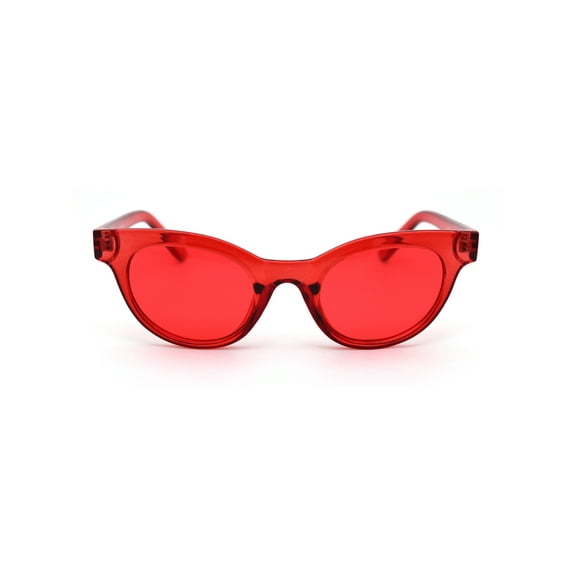 Mod Womens Thick Plastic Oval Hippie Horn Rim Sunglasses Red