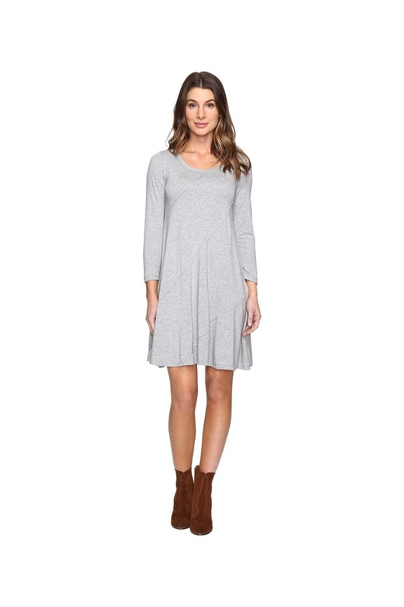 Mod-o-doc Cotton Modal Spandex Jersey Seamed Swing Dress Smoke Heather SM (US 4-6)