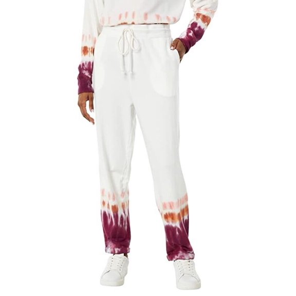 Mod-o-doc Pants Women's Small White Tie Dye Drawstring Waist Cropped JDM295