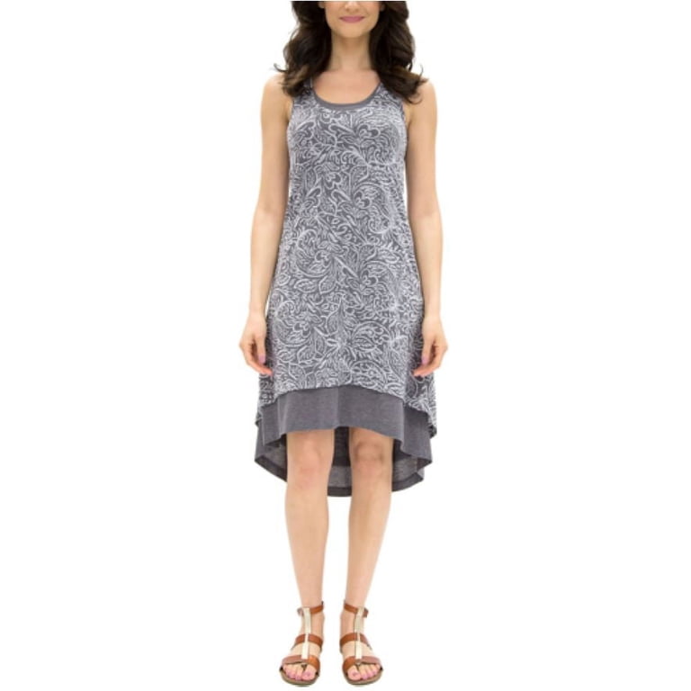 Mod-O-Doc Women's Lace Tank Shift Dress - 100% Cotton, Henley Neckline, Casual Summer Dress
