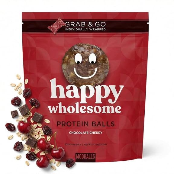 Happy Wholesome Protein Balls Chocolate Cherry 8g Protein 20 Pack