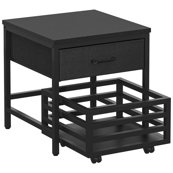 ModFurne Mini Fridge Stand with Movable Storage Basket, Mini Fridge Cabinet with Storage Drawer,Sturdy Metal Frame,Great for Dorm Home Office, Black