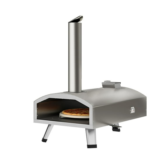ModFusion Portable Outdoor Pizza Oven with Durable Stainless Steel Housing, Foldable Stand, Built In Thermometer, 210 Degree Rotation, and Fits 12 Inch Pizza