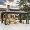 thumbnail image 1 of ModFusion 12' x 16' Outdoor Canopy Gazebo: Black Hardtop Shelter with Double Polycarbonate Roof, Aluminum Frame, and Curtains, 1 of 12