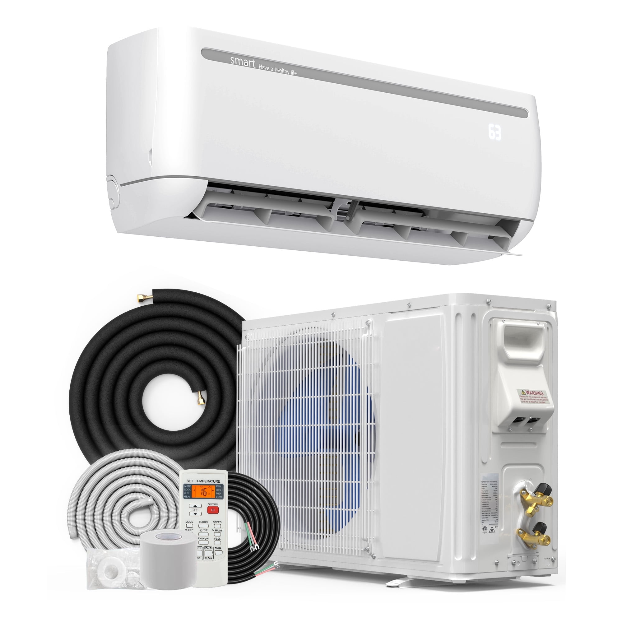 ModFusion 12K BTU Mini Split Smart Air Conditioner with Heat Pump System & Remote/Wifi Control, Inverter Compressor, Ductless, 4D AirFlow, 115V, White