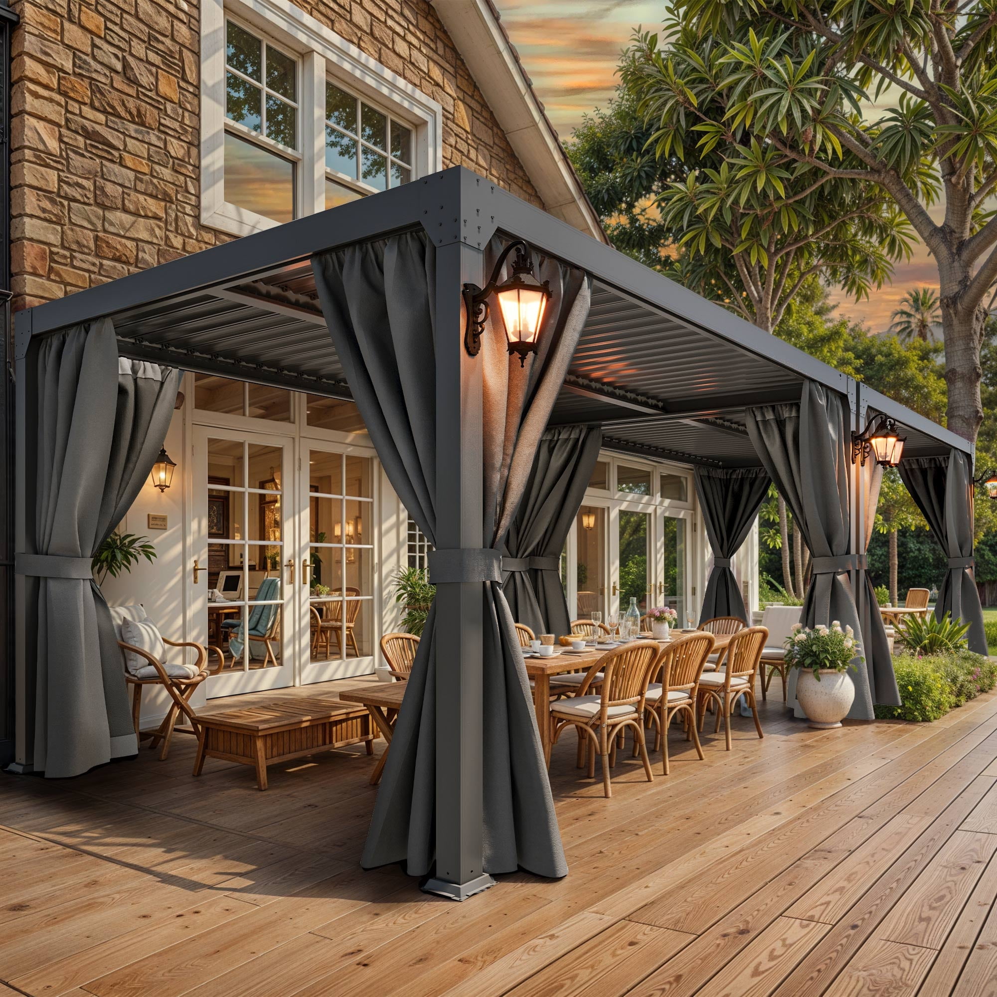 ModFusion 13' x 10' Louvered Outdoor Pergola Canopy Gazebo with ...