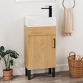 thumbnail image 1 of ModFusion 16" Bathroom Vanity with Undermount Ceramic Sink & Soft-Close Door Storage, for Small Space, Yellow Oak, 1 of 8