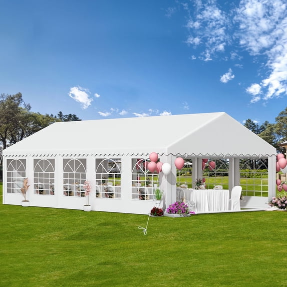 ModFusion 16' x 32' PVC Tent, Wedding Event Shelters with Upgraded Canopy and Removable Sidewalls in White