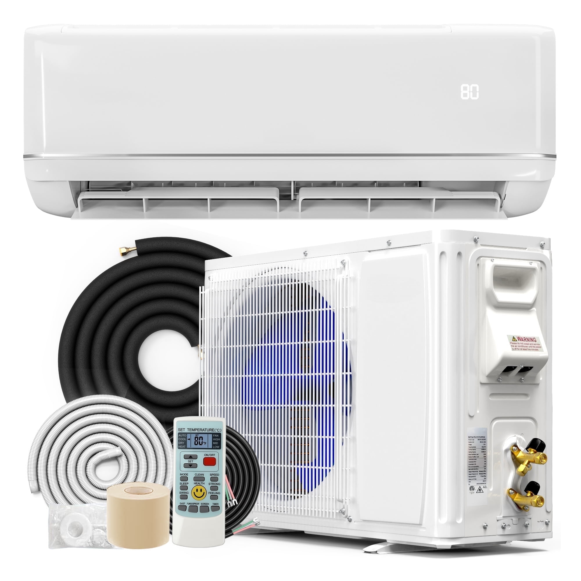 ModFusion 18000 BTU Mini Split Air Conditioner with Heat Pump System, Smart Indoor Air Conditioner with Remote/Wifi, Inverter Compressor, Ductless, 220V, White