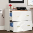thumbnail image 1 of ModFusion 2-Drawer, 4-Metal Drawer Handle A4 Legal Letter File Hanging Rod Storage Organizer Wood Cabinet Charging Hub Station Printer Lamp Stand, White & Oak., 1 of 11