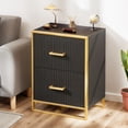thumbnail image 1 of ModFusion 2-Drawer A4 Letter Legal Hanging File, Nightstand Organizer Modern Wood Metal Frame Cabinet Lamp Printer Stand Bedroom, Black, 1 of 9