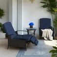 thumbnail image 1 of ModFusion 2-Piece Outdoor/Indoor Wicker Recliner Chair 250 lbs Capacity with Adjustable Seat Cushion and Extendable Footrest, Navy Blue, 1 of 11