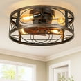 thumbnail image 1 of ModFusion 20" Rustic Caged Ceiling Fan with Lights, 8 Blades, Remote Control, 6-Speed Quiet Reversible Motor, Brown Black, 1 of 7