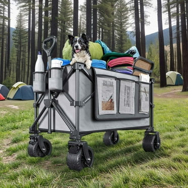 ModFusion 200L Collapsible Wagon Cart, All Terrain Wheels, Side Pocket, Cup Holder, Cover