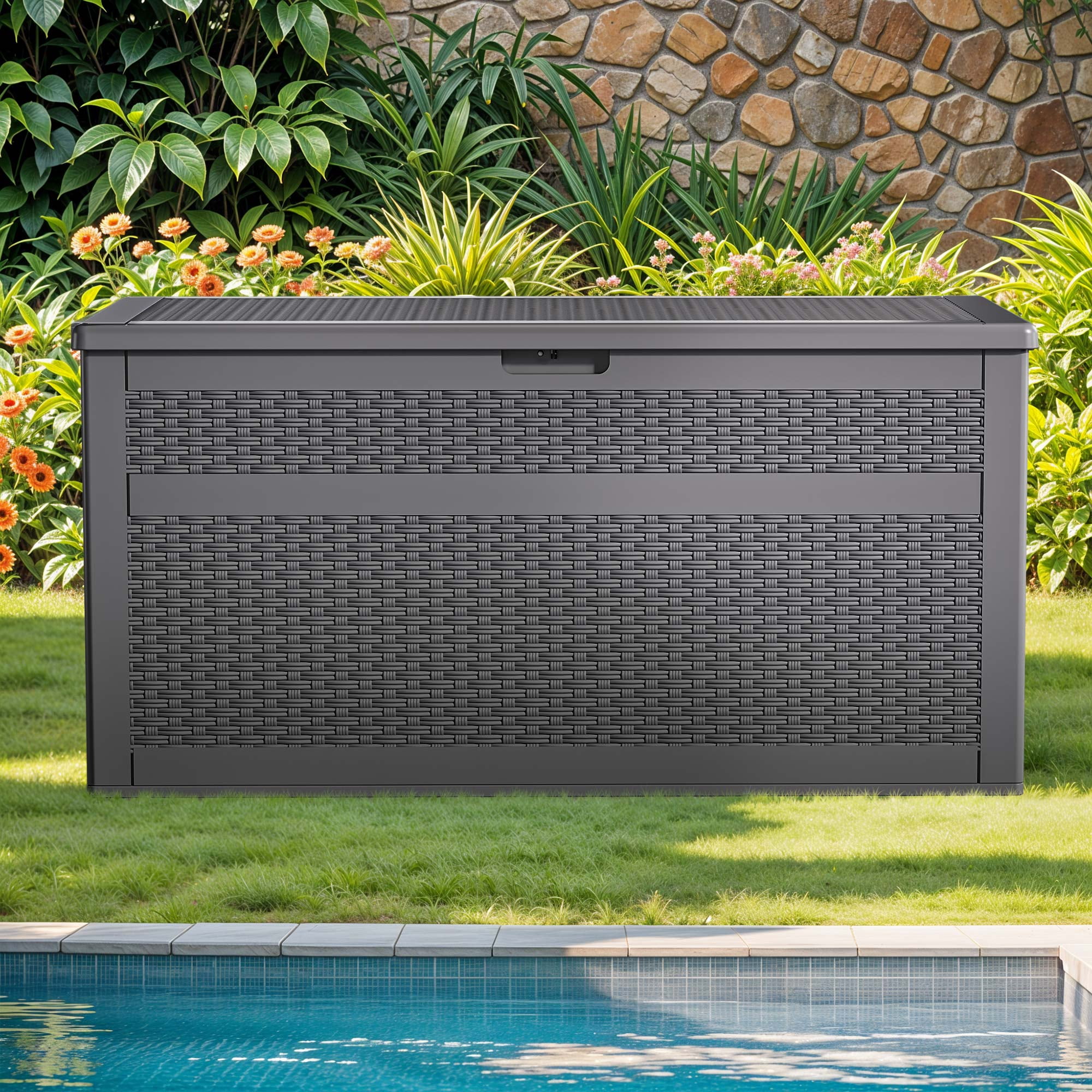 ModFusion 230-Gallon Lockable Outdoor Storage Deck Box, Weatherproof ...