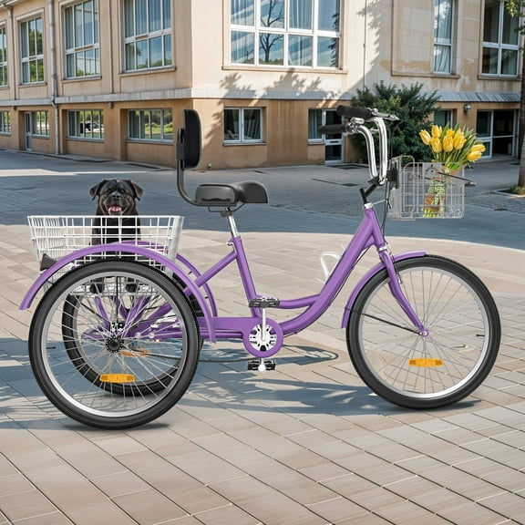 ModFusion 24" 1-Speed Adult Tricycle in Violet Purple with Removable Basket