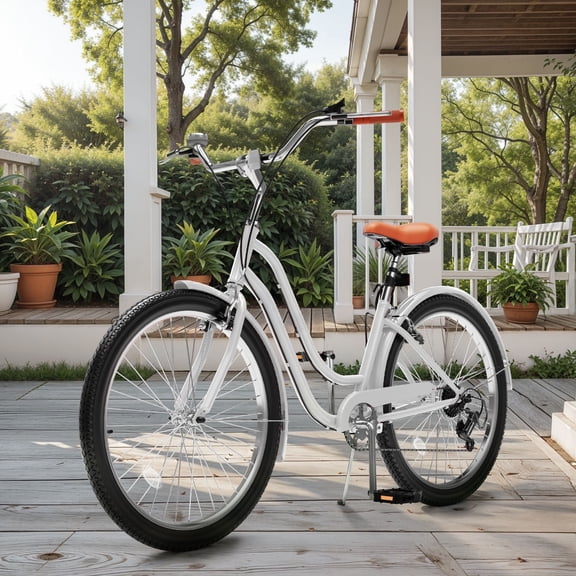 ModFusion 24" Cruiser Bike with 7-Speed Options in White