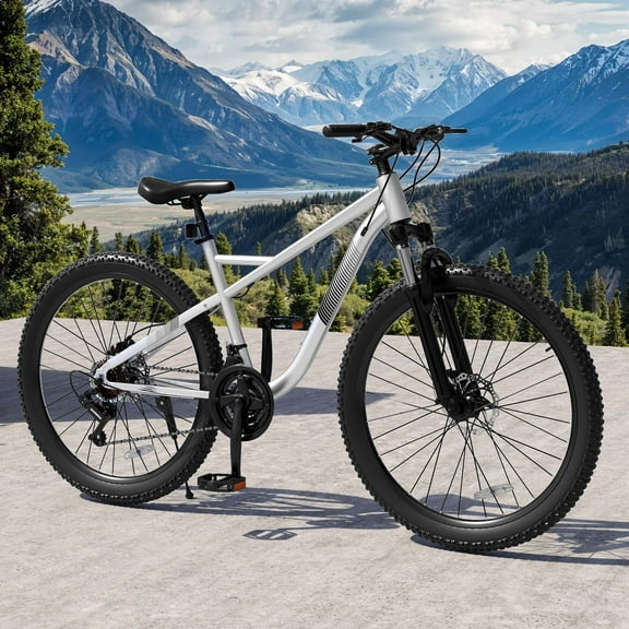 ModFusion 26-Inch 21-Speed Mountain Bike, Gray Aluminum Alloy Frame, Front & Rear Disc Brakes, 85% Pre-Assembled
