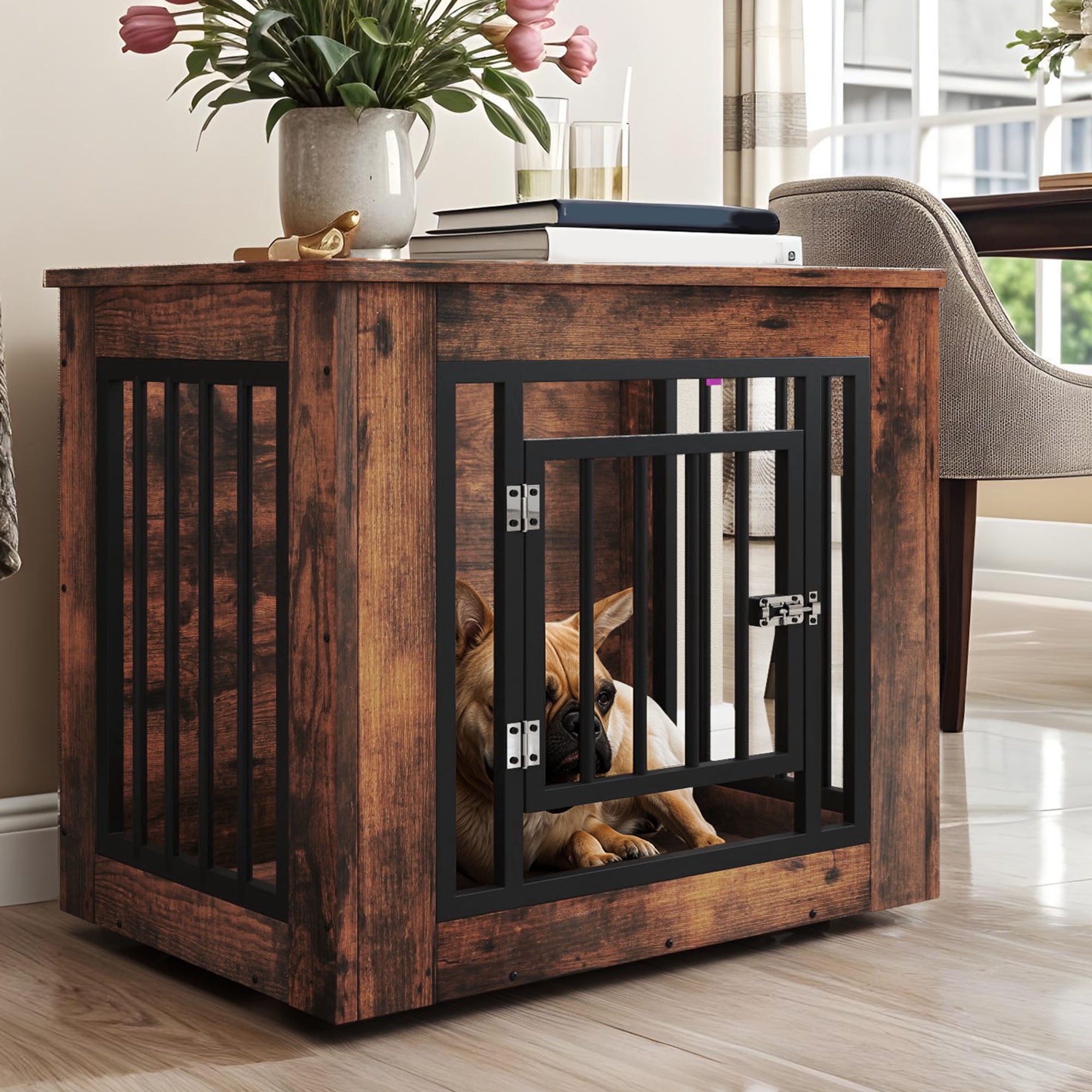 ModFusion 27" Small Dog Crate and Side Table with Adjustable Legs ...