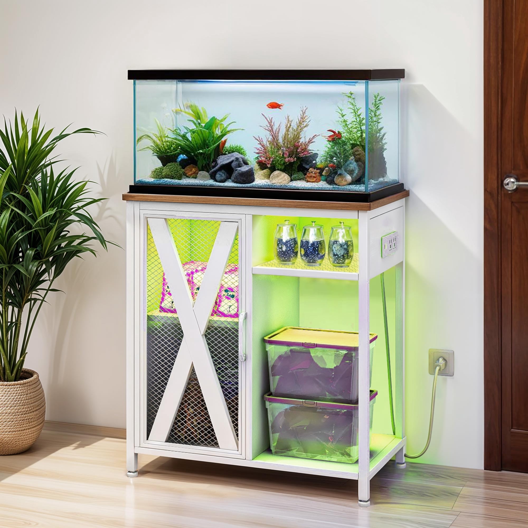 Photo inspiration: Picture Idea: Modfusion 29 5 Aquarium Stand Sturdy Metal Frame Wooden Shelves