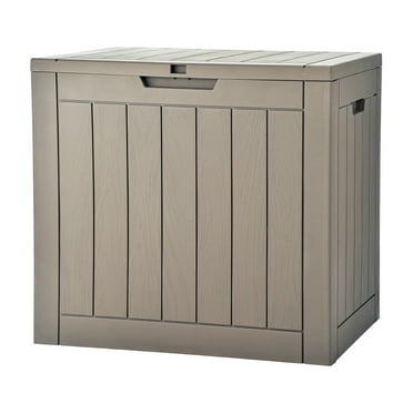 ModFusion 31-Gallon Lockable Outdoor Deck Box, Waterproof Resin Storage for Patio Cushions & Tools, Brown