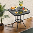 thumbnail image 1 of ModFusion 32" Square Patio High Bar Tables with Glass Top, Sturdy Frame & Umbrella Hole for Backyard & Porch, Black, 1 of 10