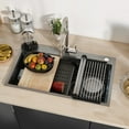 thumbnail image 1 of ModFusion 32-inch Black Kitchen Single Bowl Sink with Cup Washer, Cutting Board, Stainless Steel Nano Drop-In Modern Sink Workstation with Accessories, American Standard, 1 of 10