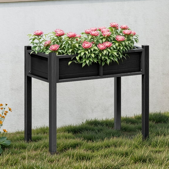 ModFusion 34" Outdoor Planter Box Raised Garden Bed Weatherproof Raised Planter with Drainage for Patio Indoor Gardening