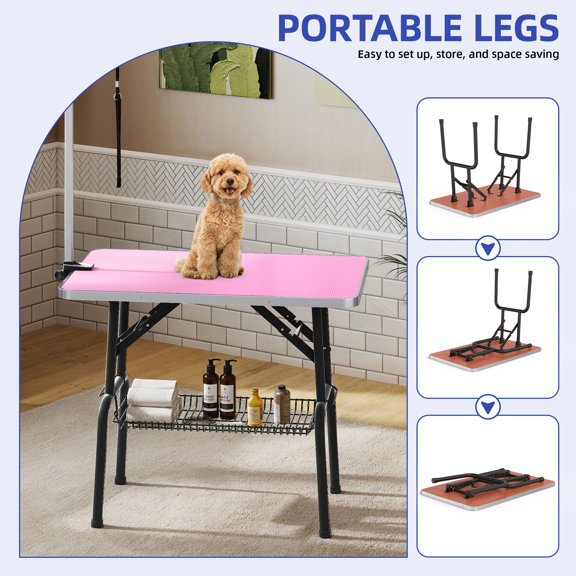 Picture of ModFusion 42” Foldable Dog Grooming Table with Tool Storage Rack, Non ...