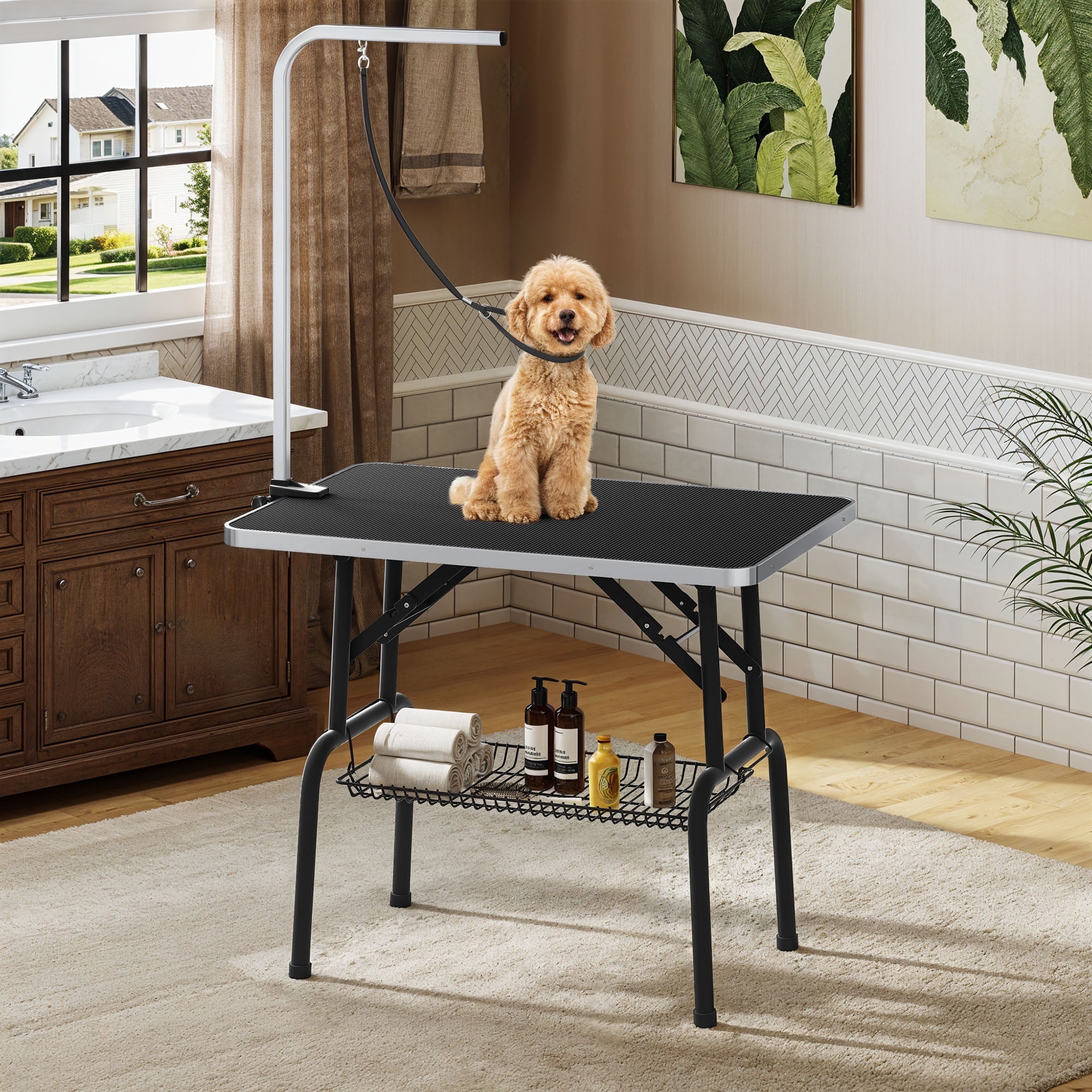 ModFusion 36” Stainless Steel Dog Grooming Table with Metal Wire Rack ...