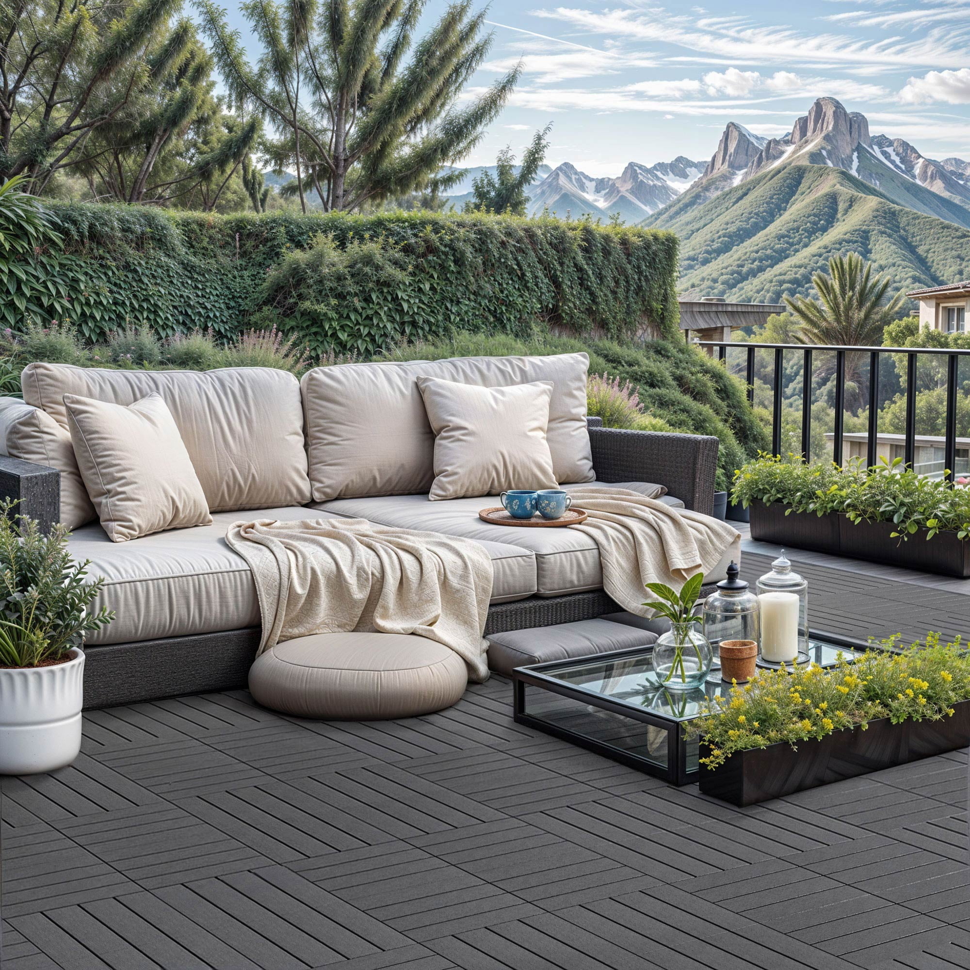 ModFusion 36 Pcs 12"x12" Interlocking Deck Tiles, SlipResistant, Noise