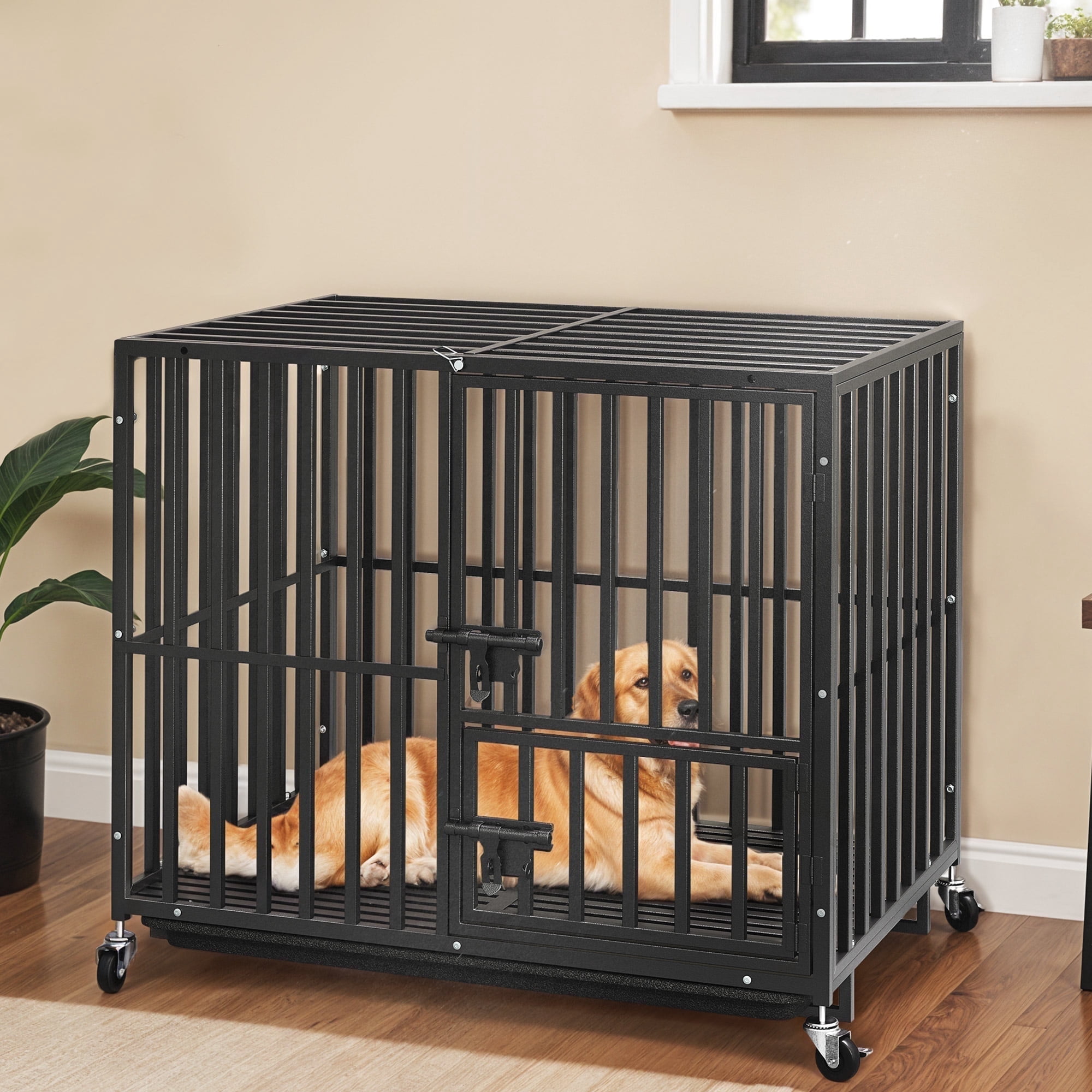 ModFusion 37" Medium Dog Crate with Wheels & 3 Lockable Doors, Heavy ...