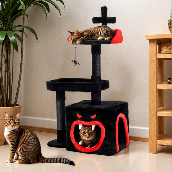ModFusion 38.5" Cat Tree Tower with Vampire Hideout, Halloween Themed