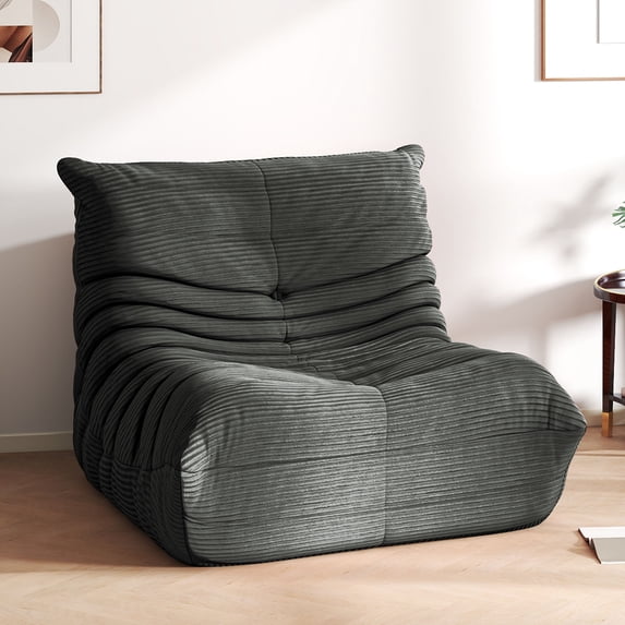 ModFusion 38" Lazy Floor Sofa Chair with Chenille Fabric, Comfy Sponge Lounge Seat, Grey