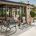 thumbnail image 1 of ModFusion 4-Piece Patio Furniture Set – Outdoor Rocking Chairs Loveseat, Glass Coffee Table, Aluminum Frame, Black, 1 of 10